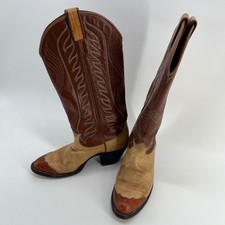 Tony Lama Vintage Western Boots Brown Tan Tri-Tone Wingtip Leather Womens 6 B