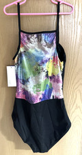 NWT Leotard BalTogs Size XL Child Tank Dance Gymnastics Black Front, Color back