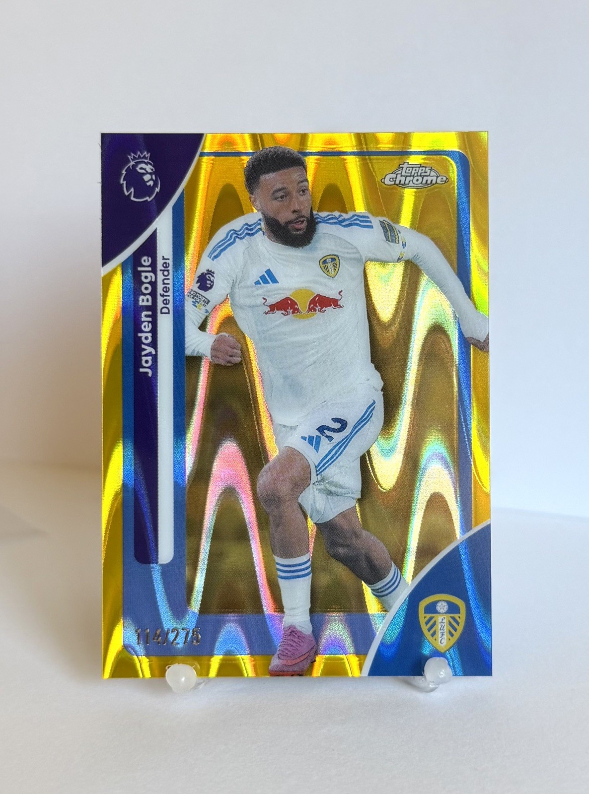 Topps Jayden Bogle Leeds United FC 2025-26 Chrome Gold Wave Refractor #108 /275
