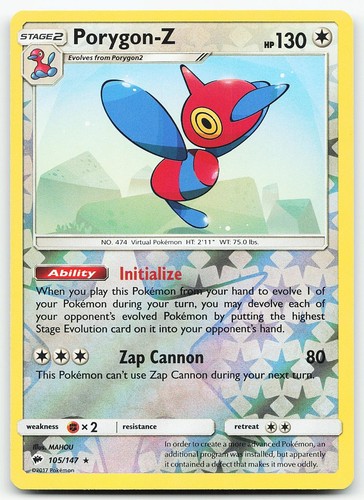 Pokemon Porygon-Z 105/147 Burning Shadows Rare Reverse Holo NM