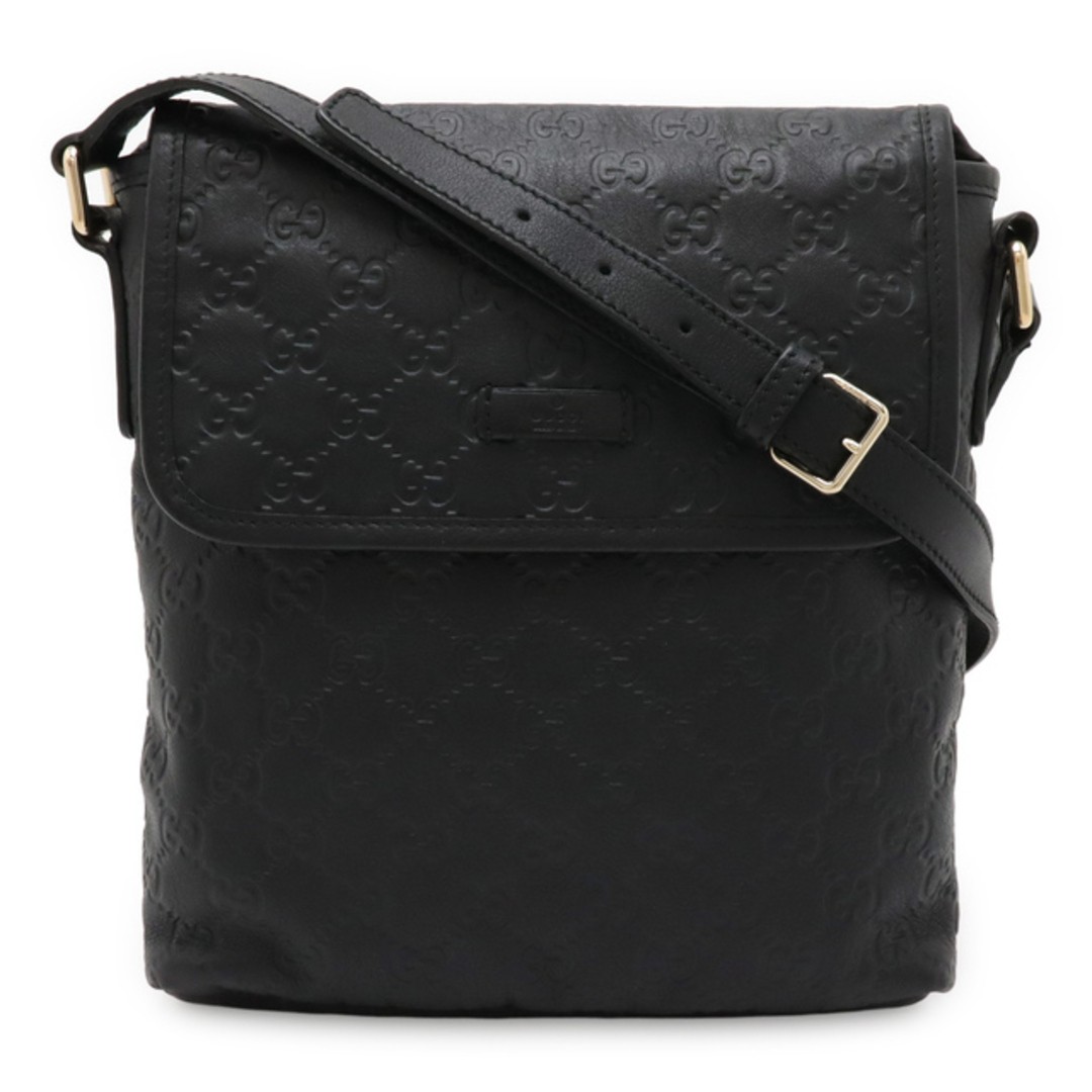 RARE GUCCI GUCCI Guccissima Shoulder Bag Crossbody Black Leather Gold Hardware 2