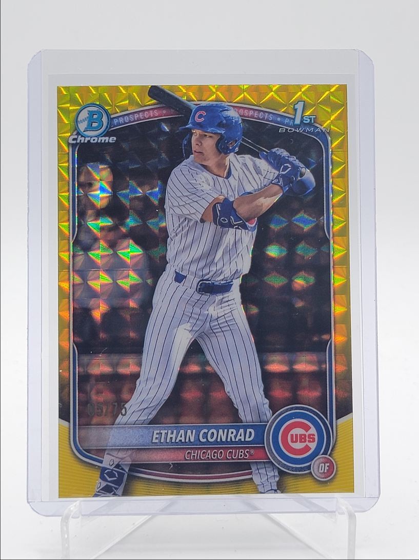 ETHAN CONRAD 2025 BOWMAN CHROME DRAFT 1ST YELLOW GEOMETRIC CUBS /75 Q4060