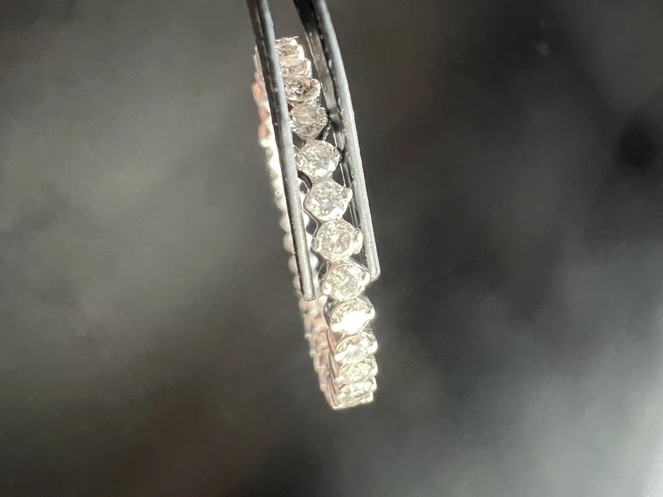 14K White Gold CZ Full Eternity Band Ring D 095 Vintage NYC Jeweler - Image 2 of 4