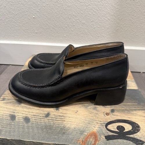 FREE LANCE Paris Black Leather Loafer Heels EU Size 36.5 Ladies Women’s