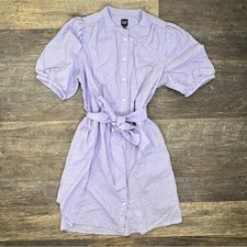 GAP lavender purple linen blend shirt dress size large L B184