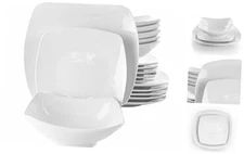 White Porcelain Dish Dinnerware Set, 18 Piece, Newman