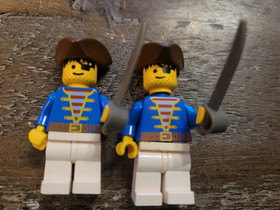 LEGO Pirate Minifigure Blue Jacket Gray Legs Brown Hat 6273 6234 6268 Lot of 4