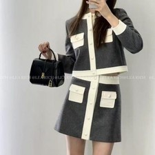 CELINE Medium Gray Wool Trapeze Mini Skirt F 34/US 2