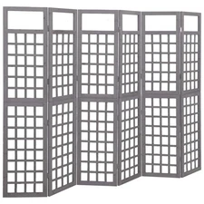6-Panel Room Divider/Trellis Solid Fir Wood Gray 95.5"x70.9"