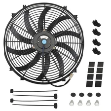 16" Black Slim Fan Push Pull Electric Radiator Engine Cooling 12V 120W Mount Kit