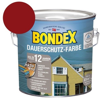 Bondex Dauerschutz-Farbe Schwedenrot Holzfarbe Holzschutz 2,5 Liter