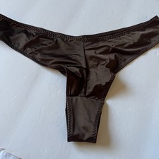 SKIMS SHINE SATIN THONG BROWN SIZE 2X NWOT