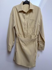 Shein Yellow 3/4 Sleeve Shirt Dress with Pocket & Wrap Detail, Medium