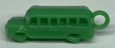 Cracker Jack Prize School Bus Green Plastic Charm Vending Machine 1.25''