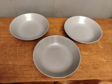 3x Ikea Matt Grey Bowls 13900 22cm Pasta Soup Ceramic Large Set Pottery 