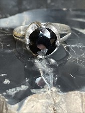 Vintage Taxco Mexico Floral Onyx And Sterling Silver Ring Size 7.5