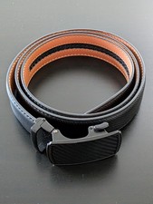Bulliant Metal Buckle Ratchet Belt Black Leather Cut To Fit 28-40 Men's