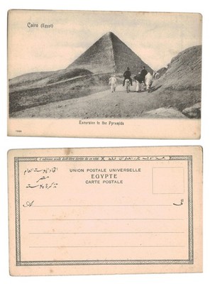 Alte Postkarte - Ausflug zu den Pyramiden Kairo Ägypten UNBESPIELT