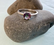 Mystic Topaz Round Cut Solitaire Gemstone 925 Sterling Silver Ring Size 7.5