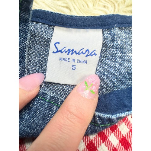 90’s Denim Patchwork Flower Jumper Girls size 5 - Picture 6 of 9