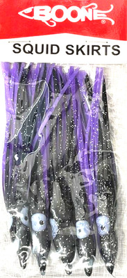 10 Skirts 2 1/2'' Trolling FISHING LURE Tuna Mahi Ono Hoochies Squid Purple Black