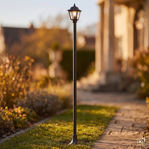 Stehlampe AußEnleuchte Rustikal 200 Cm Hoch Aluminium E27 Schwarz IP44 Garten-image