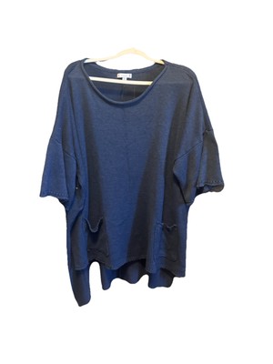 L. Love Blouse Sweater Short Sleeves Plus Women s Shirt 3XL Blue Boutique Dolman