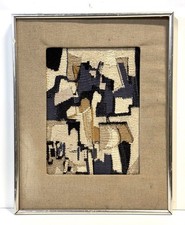 Vintage Textile Needlework Abstract Art Framed