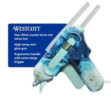 Westcott Hi-Temp Mini Glue Gun, for Craft, Agate/Mineral, Color Teal,1-Count