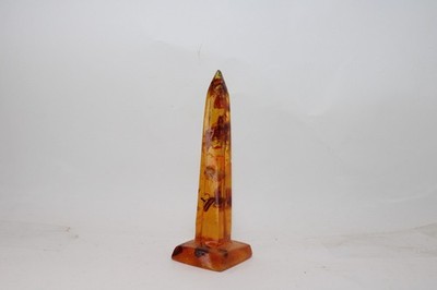Ancient Egyptian Handcrafted Amber Stone Obelisk Tower Pharaonic Decor Style