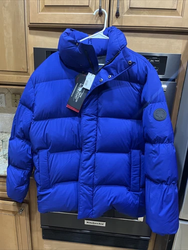 NEW THE RECYCLED PLANET MIHO ROYAL BLUE MEN'S PUFFER RED DOWN JACKET L $450 - product listing photo