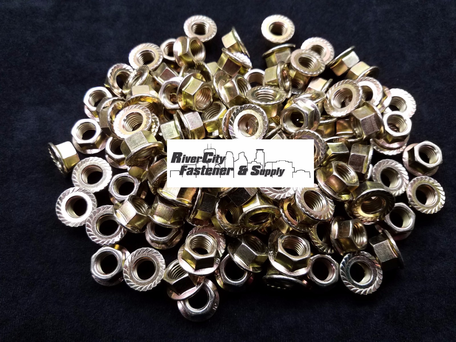 Lot De 25 écrous à Embase Hexagonale Dentés JIS M10-1.25 - Acier Grade 10.9, Finition Zinc Jaune