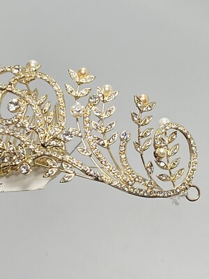 Homa Bridal 250 Crystal Gold Bridal Tiara Headpiece Hair Jewelry Wedding Wedding Tiara Crystal Wedding Crown Bridal Tiara SERENA  main image 4