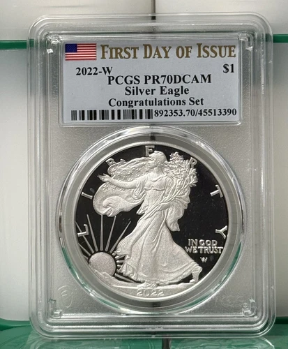 2022-W 1 oz Silver Eagle $1 “TOP POP” PCGS: PR 70 DCAM. #C1368
