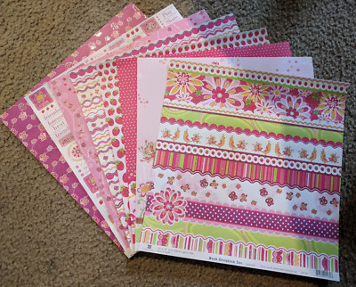 Best Creation 12x12 Glitter Scrapbook Paper Sweetie Pie Butterfly Strawberry