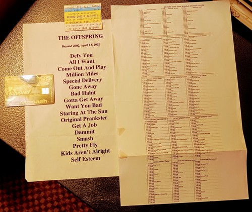 The Offspring Concert Ticket&Setlist @ Beyond 2002 3 Day Festival Sched ...