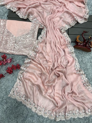 Camicetta Saree da donna stile Bollywood designer pakistano abbigliamento sari indiano etnico - Foto 4 di 8