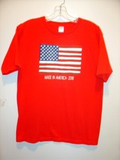 MADE IN AMERICA 2016 WOMEN'S RED M MEDIUM T-SHIRT USA FLAG 4th JULY