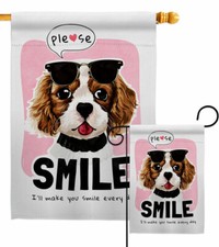 Please Smile Garden Flag Dog Animals Decorative Small Gift Yard House Banner