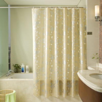 Extra Long Thick PEVA Shower Curtain Flower Gold 180-240cm Drop | eBay