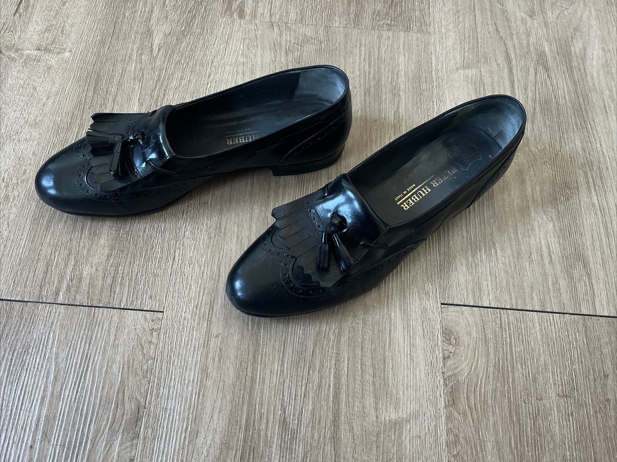 Made in Italy Peter Huber Black Tassel Kiltie Loafer Size 9 