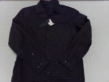 Perry Ellis Navy Blue Button Up Long Sleeve Mens Shirt Size Large NEW