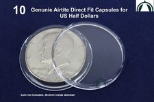 10 GENUINE Airtite Direct Fit Coin Capsules for Liberty Franklin Kennedy Half