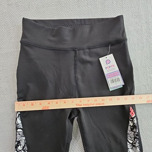 Pop Fit Women's Black/White Floral High Rise Leggings Size S POP1391-4 NWT - Picture 4 of 10