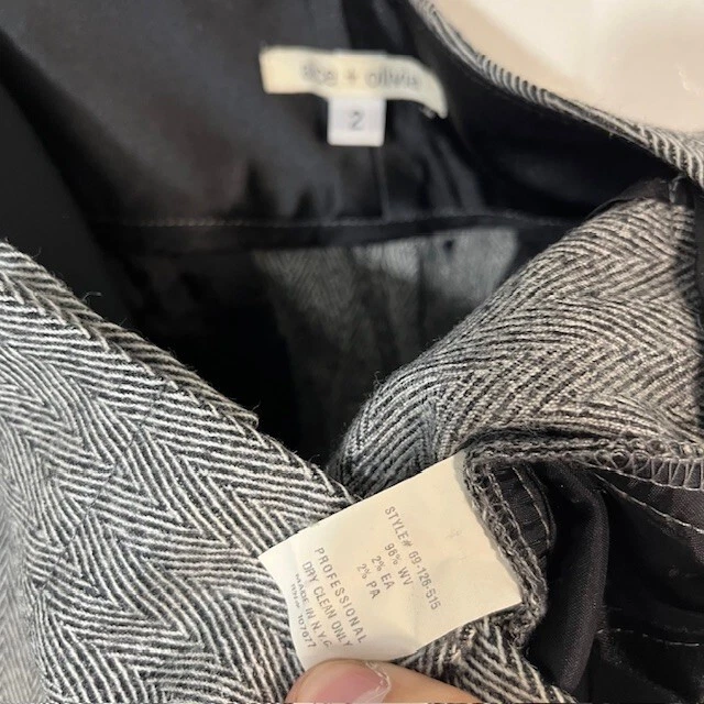 Брюки женские Alice and Olivia 2 шерстяные в елочку брюки вырез ботинок карьера - Изображение 4 из 4