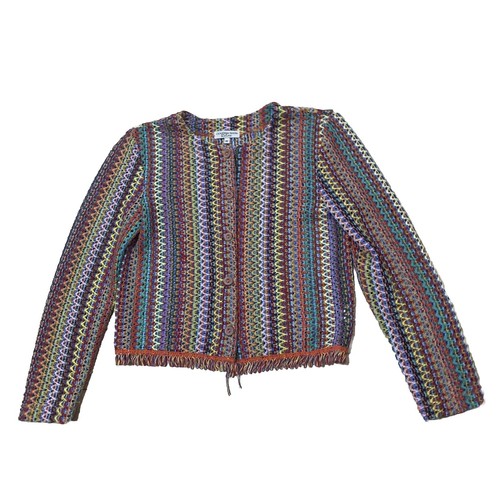 Vtg 90s CYNTHIA MAX Relax Rainbow Cardigan Women M Hippie Disco Western Knit 38" - Picture 11 of 24