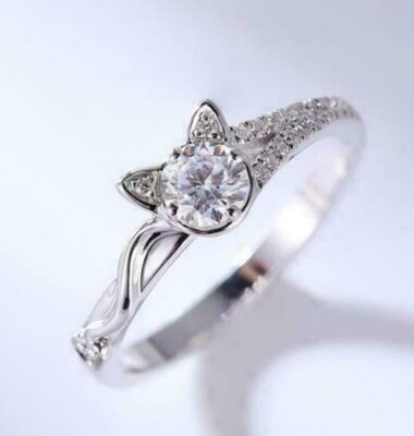 1Ct Round Cut Lab-Created Diamond Engagement Ring Women's 14K White Gold Plated