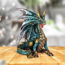 Blue Dragon Statue 3.75"W Fantasy Collectible Figurine Room Decor