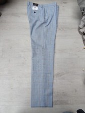 Burton Menswear 32L Trousers Skinny Fit Pale Blue Plaid Tartan  Polyester