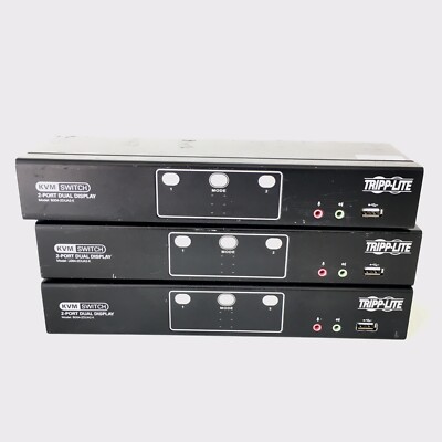 Lot of 3 TRIPP LITE 2 Port Dual Display KVM Switch B004-2DUA2-K